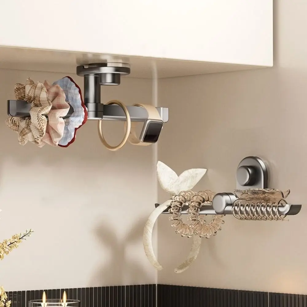 

2 Pieces L-Shape Suction Cup Hair Tie Storage Rack Wall Mounted Punch Free Hair Tie Display Holder Waterproof Space Saving