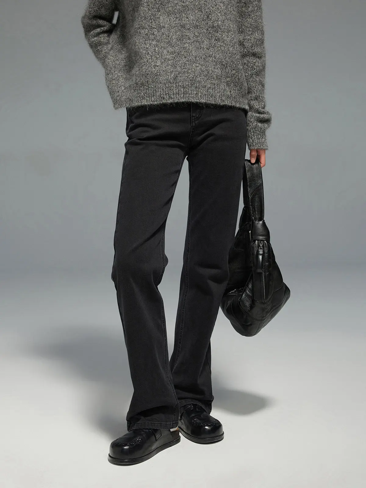 

JUSLIN Winter Comfortable Elastic Fce Thiened Slimming Wide Waist Straight Fit Jeans Casual Sle Long Pants for Women