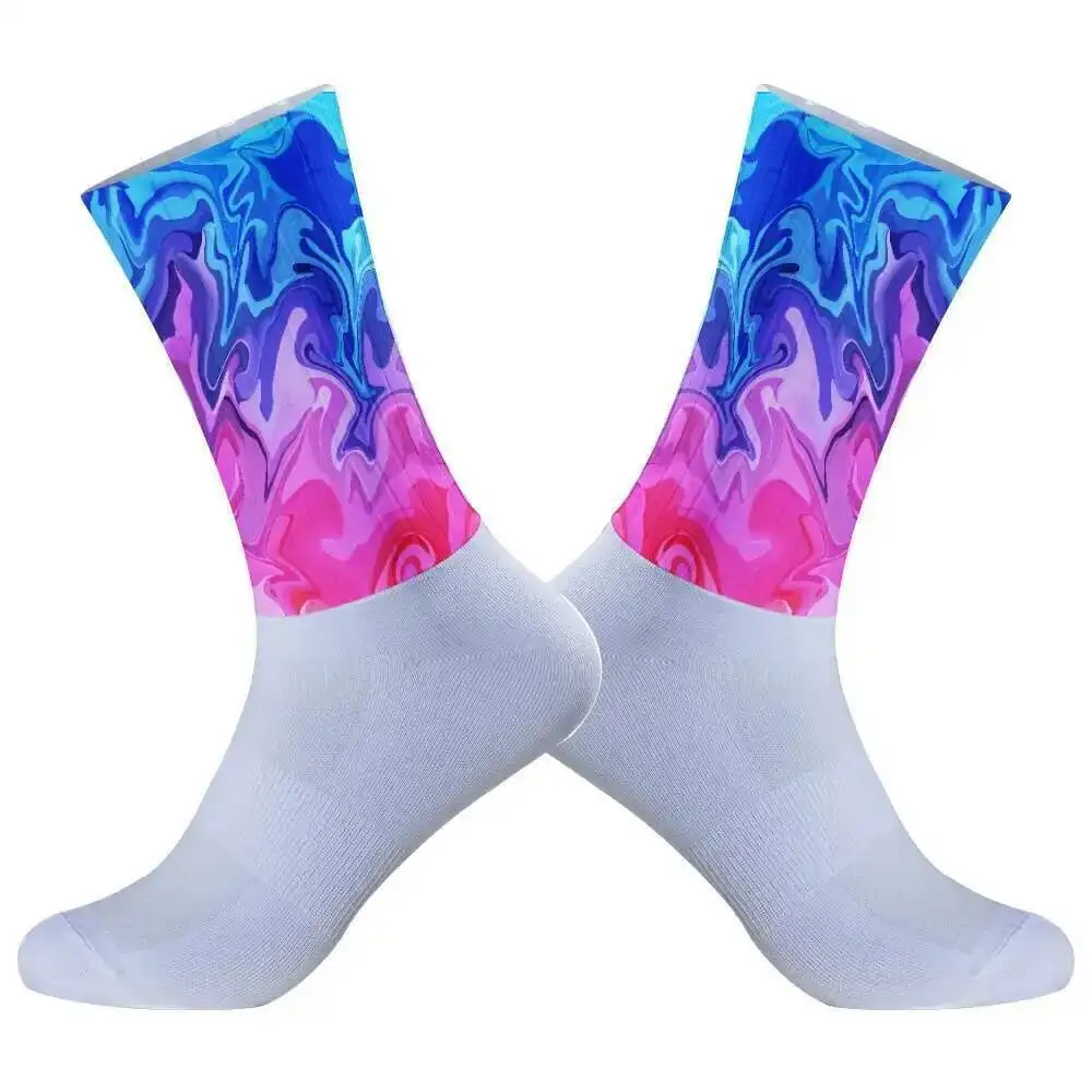 Kaus kaki sepeda profesional pria dan wanita, kaus kaki olahraga kompresi Anti selip untuk bersepeda, kaus kaki sepeda profesional untuk pria dan wanita 2024