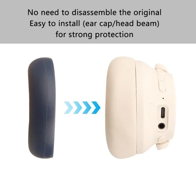 

for Anker Soundcore Life Q20/Q20+/Q20i/Life 2 Earpads Headphone Silicone ear cap cover headband zipper protective cover,2/15