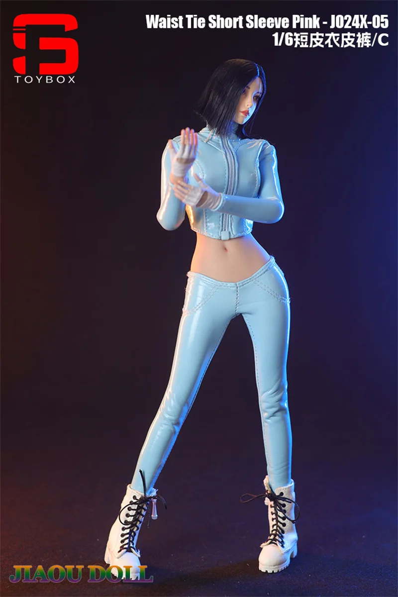 JO24X-04 1/6 หญิงสั้นเสื้อหนังกางเกงรถจักรยานยนต์เสื้อผ้ารุ่น 12 ''เอเชียทหาร Action Figure Body