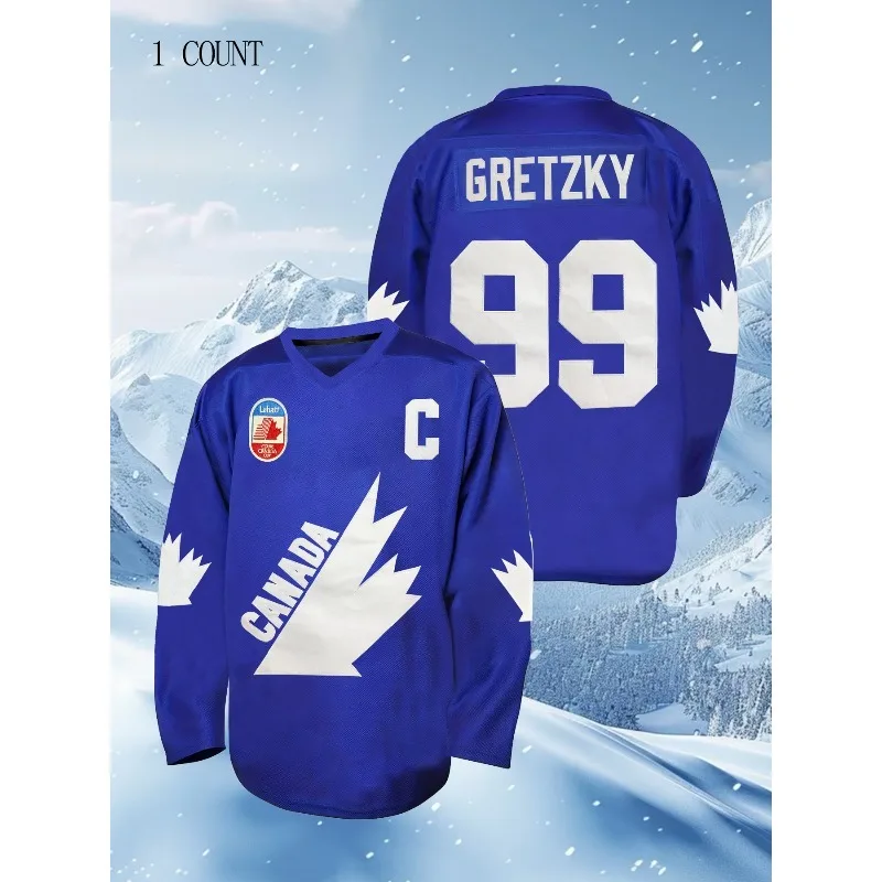 

Men's Ice Hockey Jersey Long Sleeve Breathable Embroidered Stitching, Loose Fit Casual Sports Top for Training, Weekend, Party