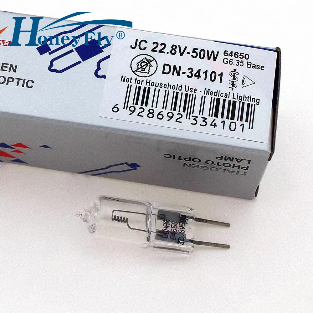 HoneyFly 64650 Shadowless Halogen Lamp G6.35 22.8V 50W 3100K Medical for DR MACH 1660/91 Hanaulux 15282 2000 Surgical Lights