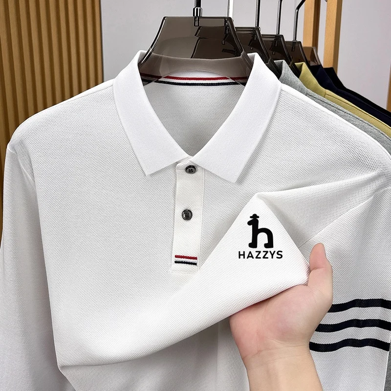 Exquisites Herren-Designer-Polohemd mit Revers und Print, 100% Baumwolle, Warn Herbst Langarm-T-Shirt, Business-Casual Herrenbekleidung – Detail 5