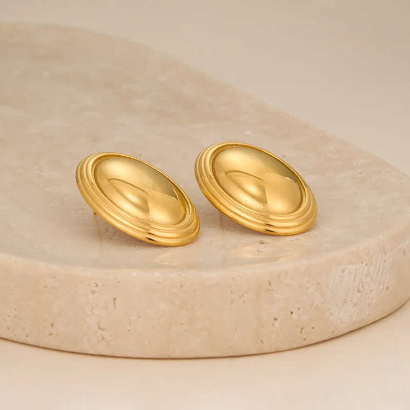 أقراط بيضاوية الشكل للنساء أقراط هندسية مجوهرات من صلب لا يصدأ مجوهرات مقاومة للماء جديدة في عام 2026