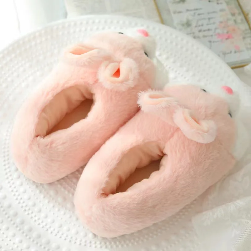 Cute Cartoon Rabbit Cotton Slippers Pack Heel Home Soft Non-slip Warm Breathable Indoor Plush Shoes