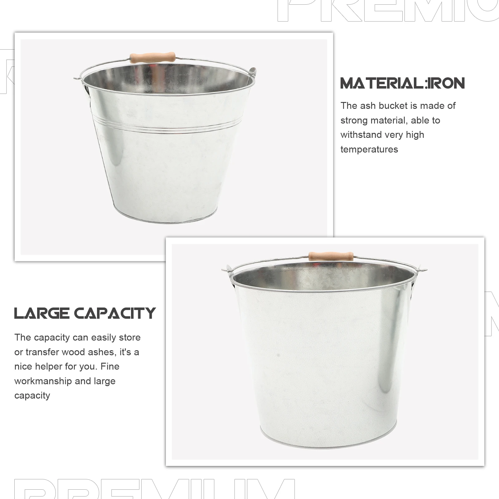 

2pcs BBQ Charcoal Bucket Metal Storage 23x15x19cm 25x20x22cm Large Capacity Fireplace Ashes Grease Coal Container Iron Bucket