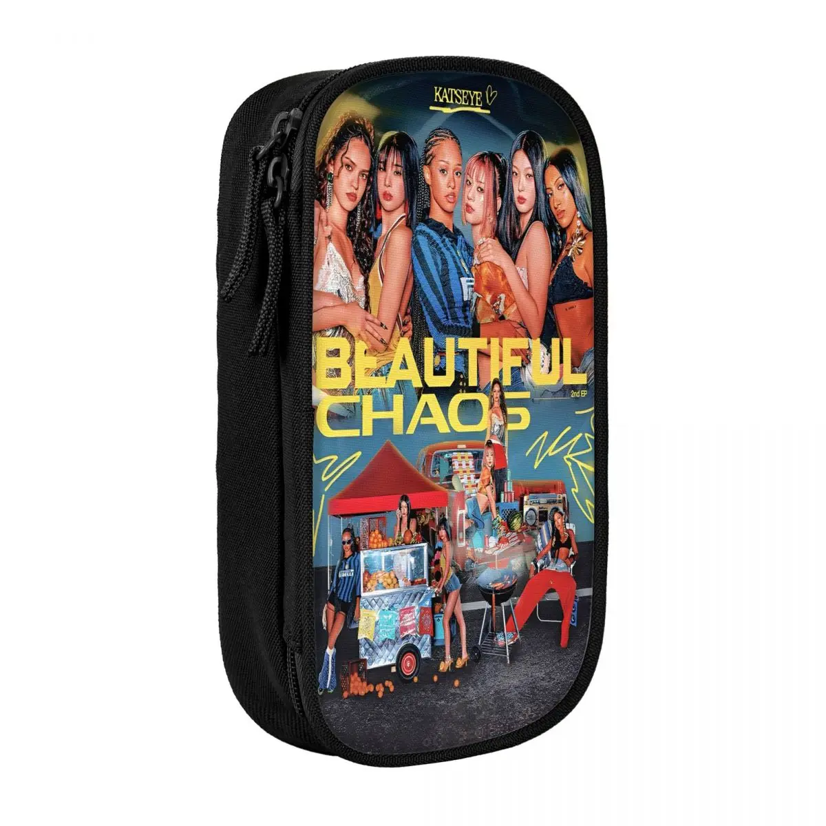 Katseye Kpop Idol Pencil Case Lovely Gnarly Pen Box Bag for