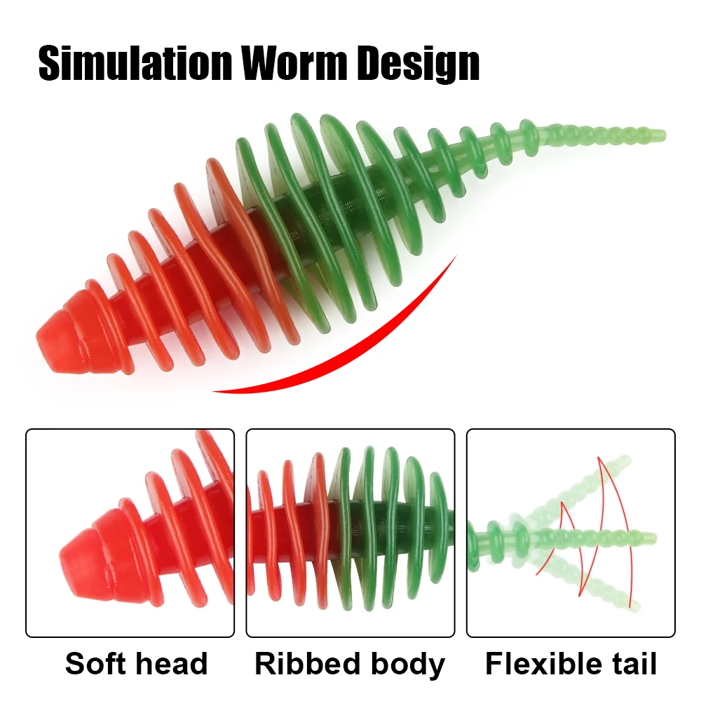 طعوم دودة من السيليكون الناعم ، طُعم صناعي للبايك ، الباس ، سمك السلمون المرقط ، سمك السلمون المرقط ، دودة ، طُعم سباحة ، تلاعب ، 3 ، 5 ، 3 ، خشب 6 ، 10 #2