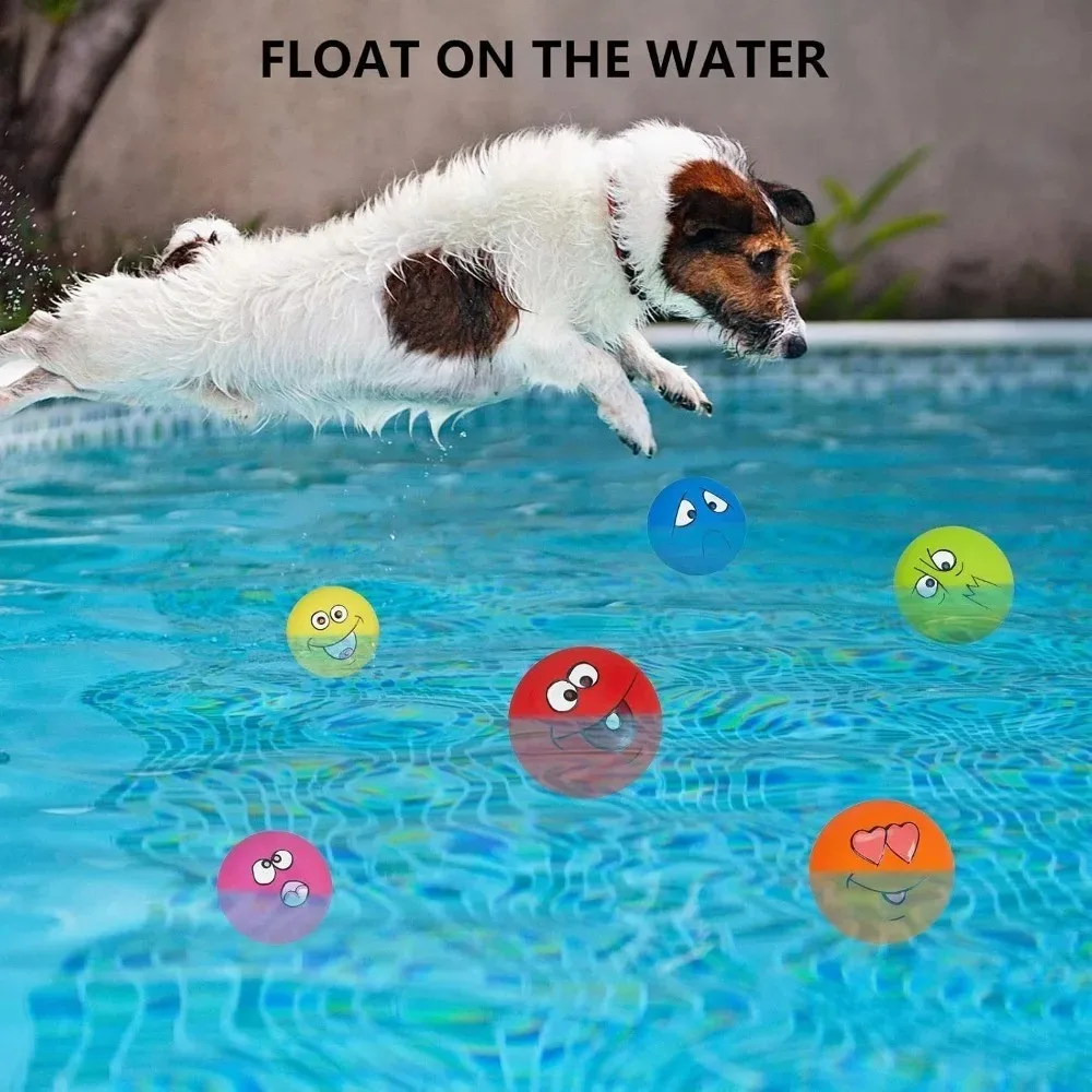 Non Toxic Bouncy Latex Dog Toy Cute Expression Ball Soft Interactive Chew Design Prevent Teeth Wear for Small Medium Dogs Puppie