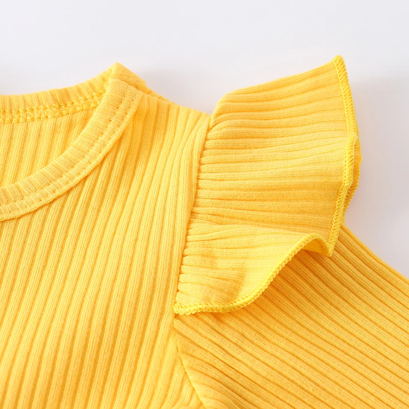 3Pcs Newborn Baby Girl Clothing Cute Yellow Knitted Long Sleeve Top Sunflower Pants Headband Toddler Clothes Fashion Outfits