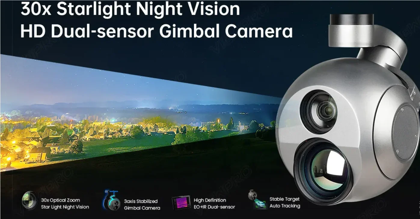ViewPro Q30TIR Pro cámara de seguimiento de carga útil de doble sensor de alto nivel 30x Starlight visión nocturna 1280 IR accesorios térmicos
