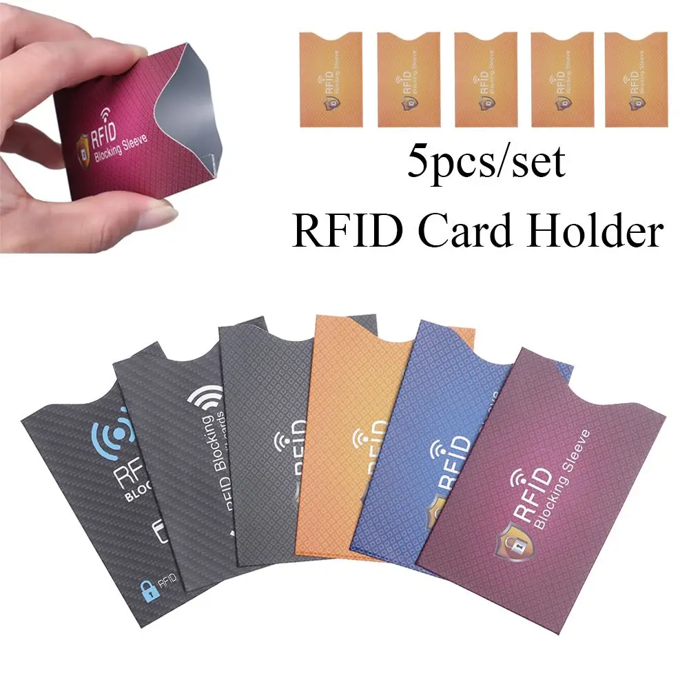 

5PCS Safety Protection Credit Cards Anti-theft RFID Blocker Card Holder Protect Case Cover Blocking Sleeve