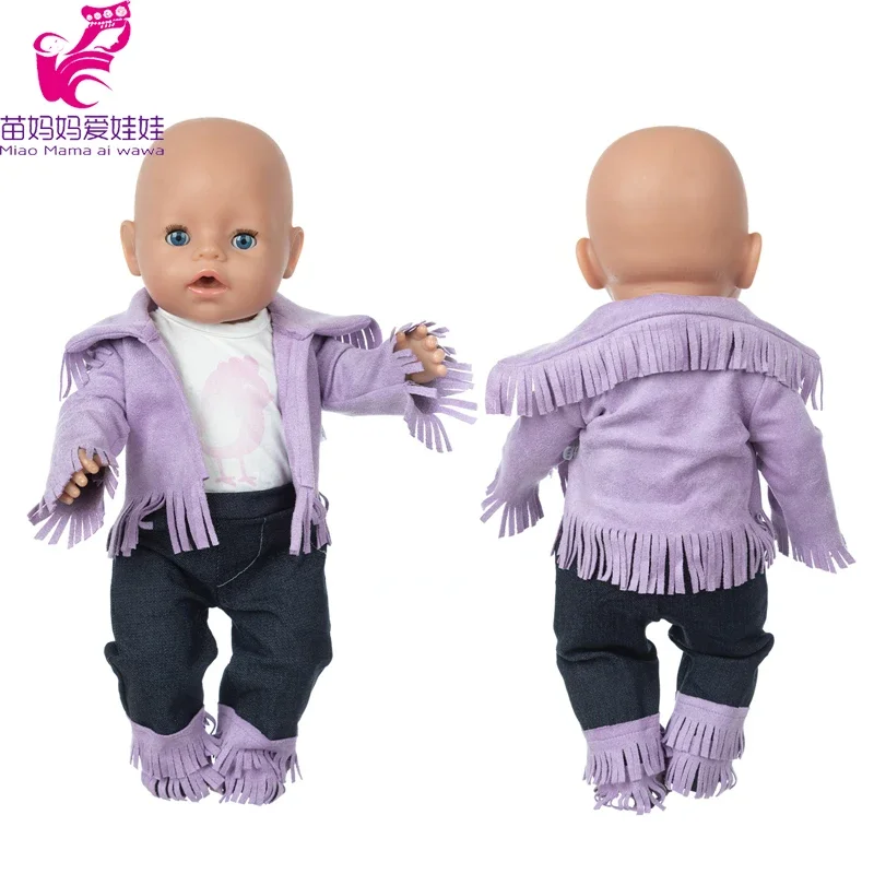 40cm Doll Clothes for 38cm Baby Doll Clothes Pants Cute Cartoon Fox Set for 17inch Doll Fur Clothes Set