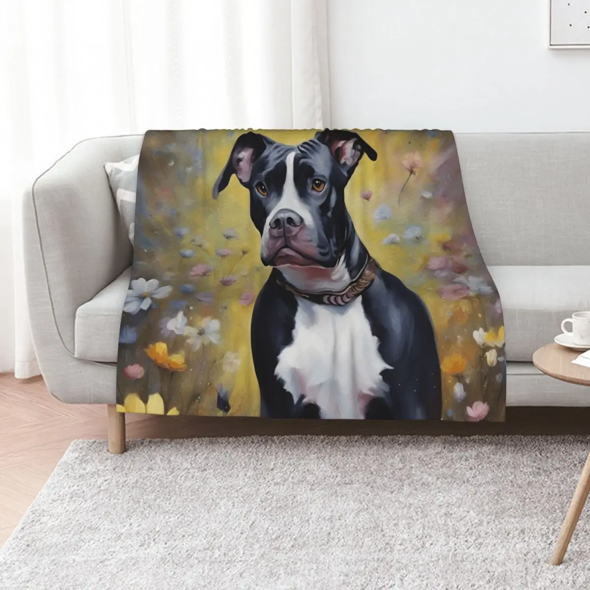 Black and White Pitbull Dog Throw Blanket Soft Big for sofa Loose Thermals For Travel Giant Sofa Luxury Thicken Blankets