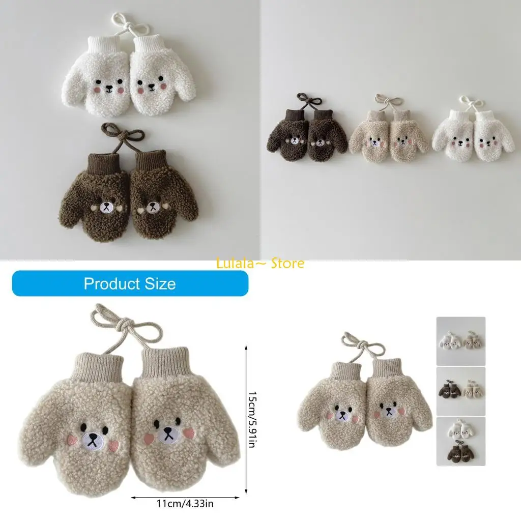 

Y4QA Warm Fleece Infant Mittens With Matching Neck Hanging Strap For Easy Carrying