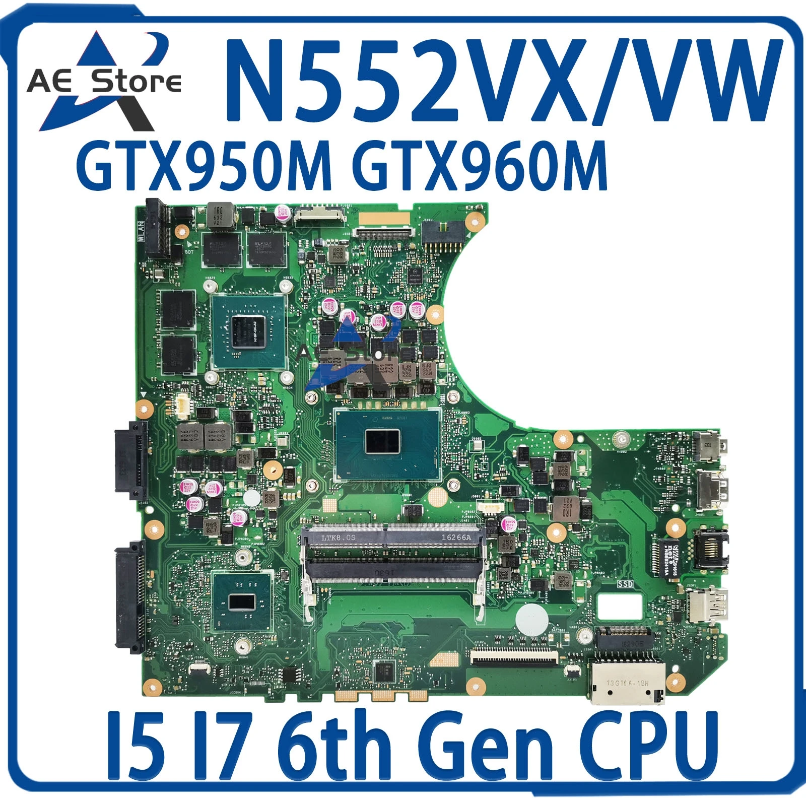 N552VX Mainboard For ASUS VivoBook Pro N552 N552VW N552V Laptop Motherboard i5 i7 6th Gen GTX950M GTX960M V2G/V4G