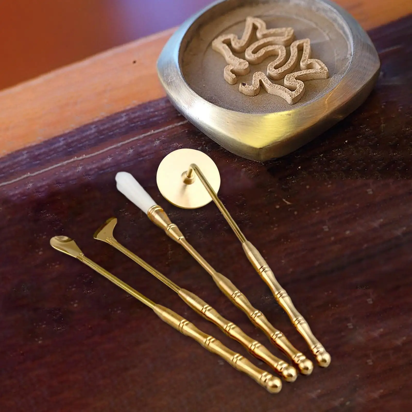 4x Räucherstäbchen-Set aus Messing für Festivals, Meditationsferien