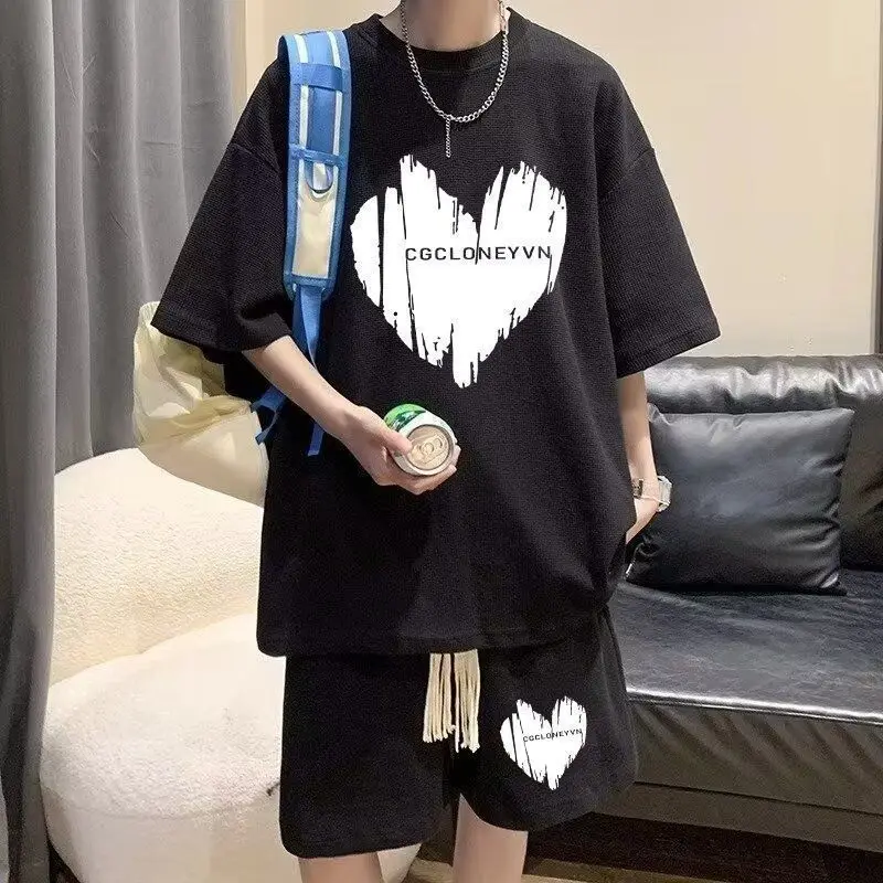 

Fashion Sports Short-sleeved T-shirt Top Set Men's and Women's Summer Short-sleeved Shorts Set Trendy Brand Matching