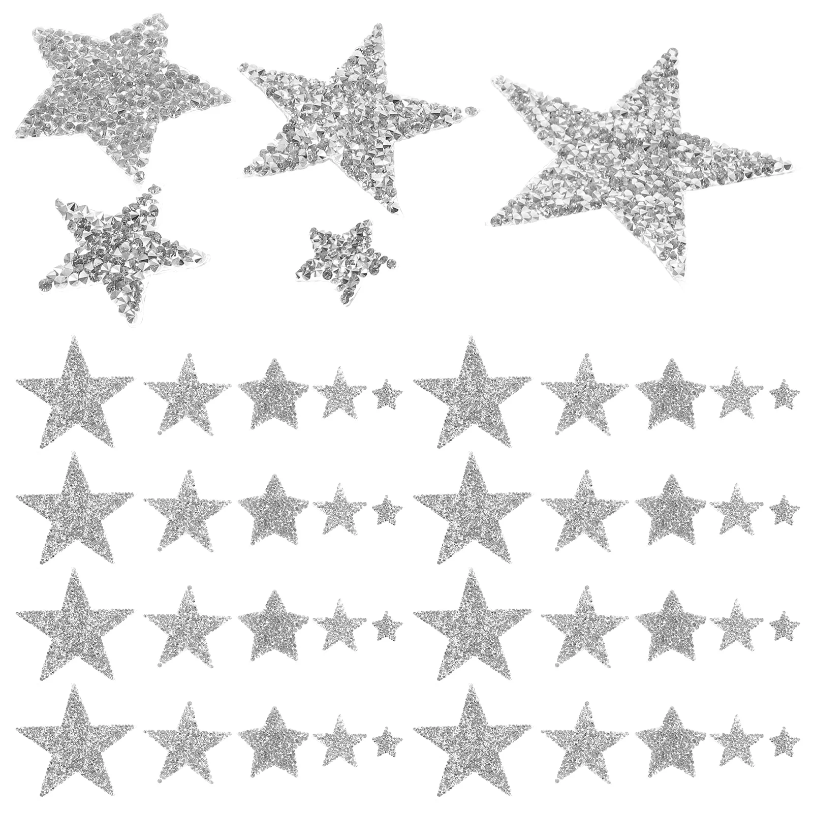 

50 Pcs Clothing Five-pointed Star Sticker Rhinestones Applique Patches for Clothes