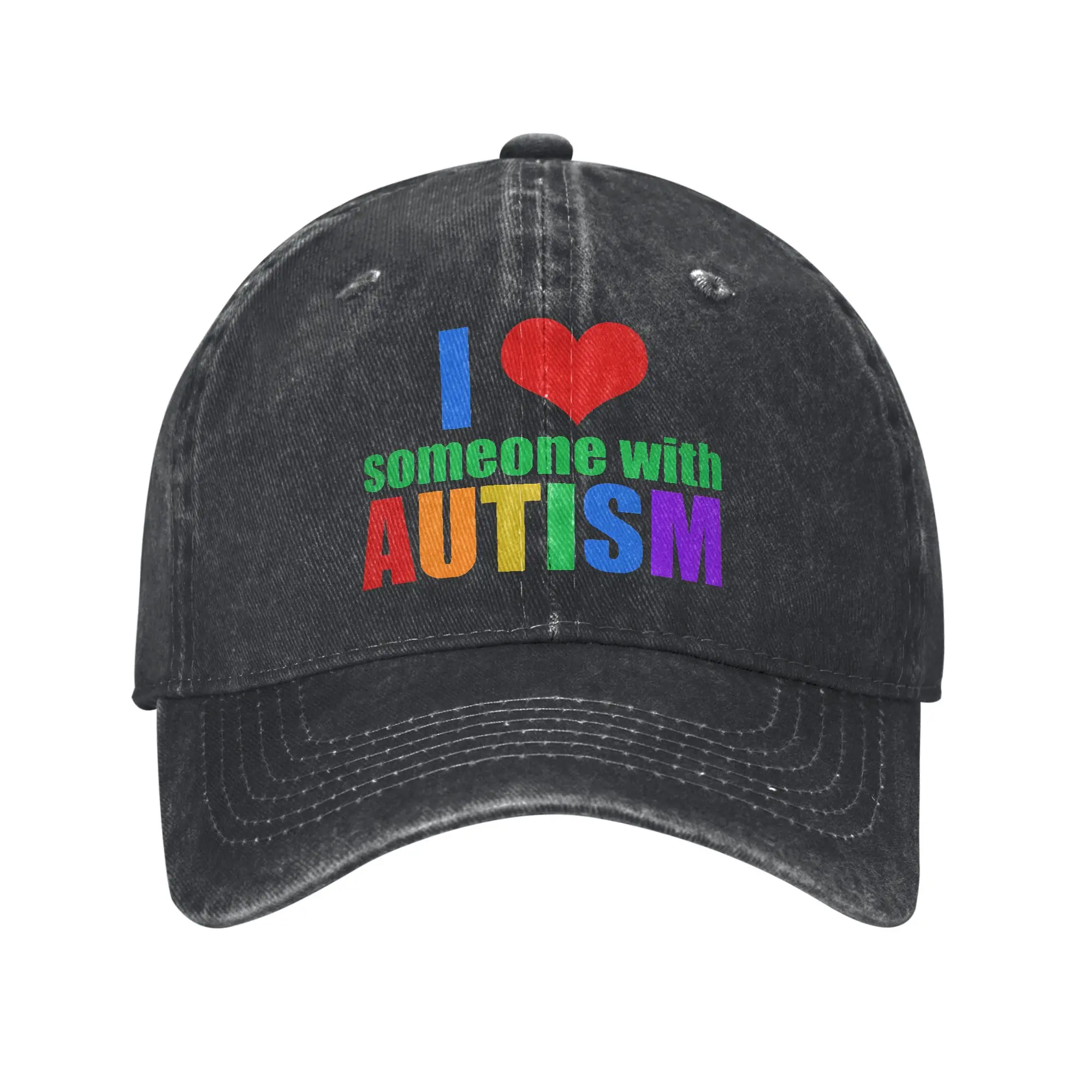 Unisex Autism Awareness Respect Love Support  Print Hat Vintage Distressed Denim Washed  Baseball Cap Adjustable