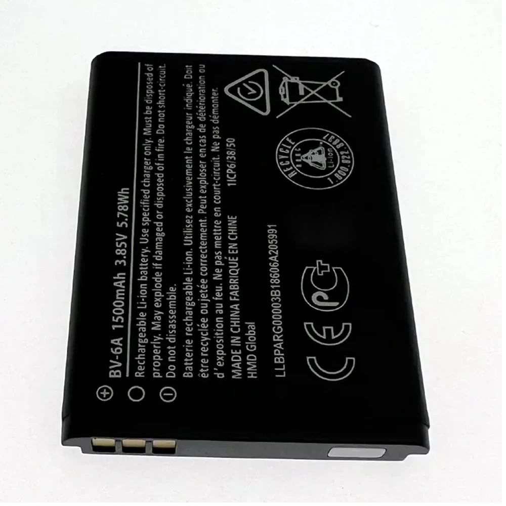 Mobile Phone Battery BV-6A for Nokia 2720 V Flip TA-1295 Cell Phones 1500mAh