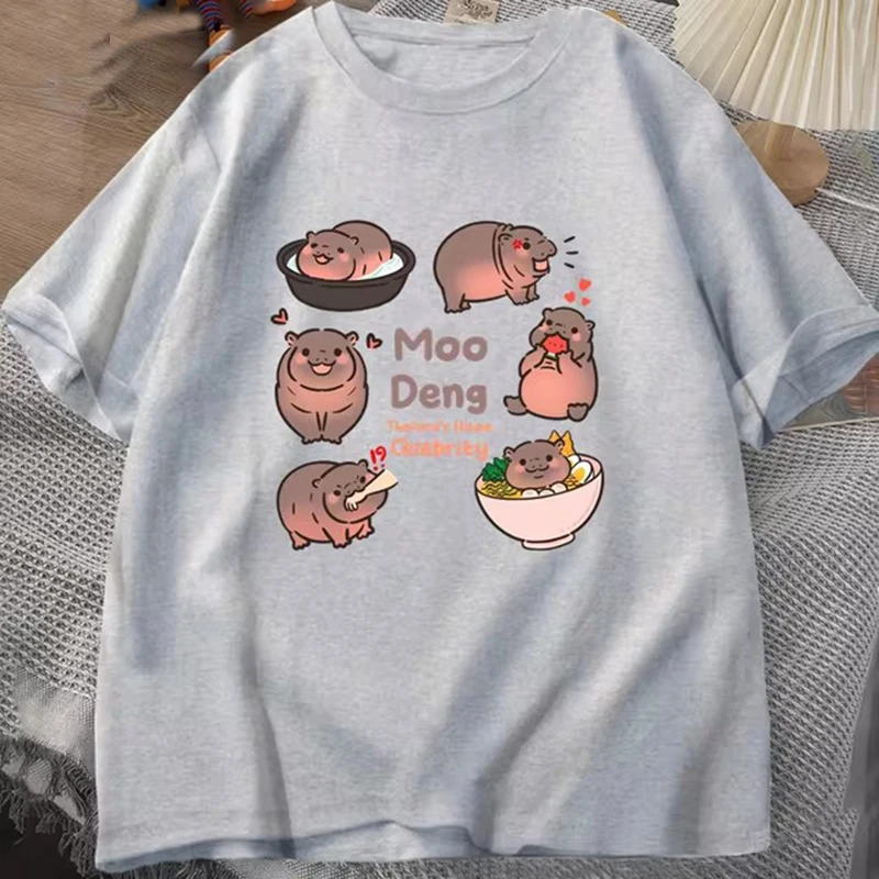 Moo Deng Bouncy Pig in Thailand Baby Hippo Khao Kheow Open Zoo T-Shirt Funny Moo Deng T Shirt Men\'s Short Sleeve Tshirt