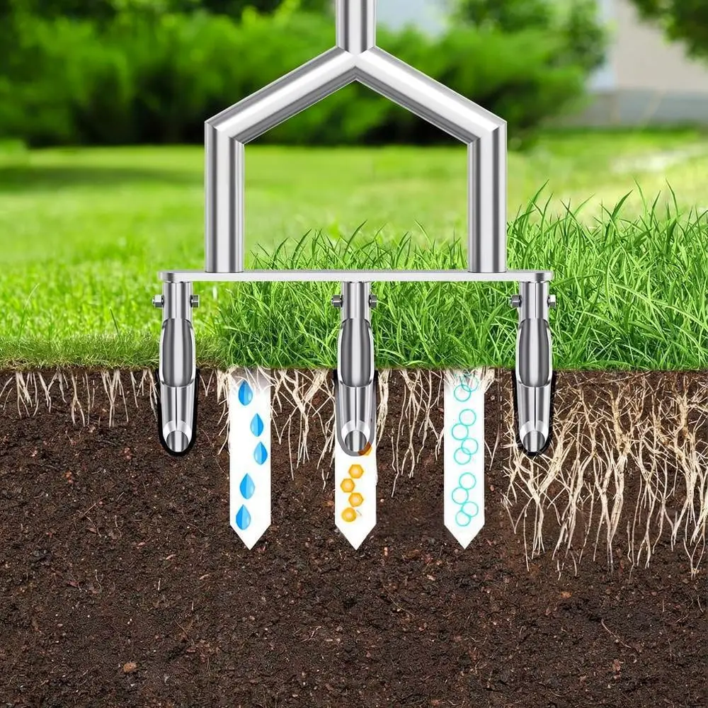 Garden Lawn Aerator Manual Soil Coring Tool Yard Grass Maintenance Plug Remover Compact Soil Relief Aeration Utility