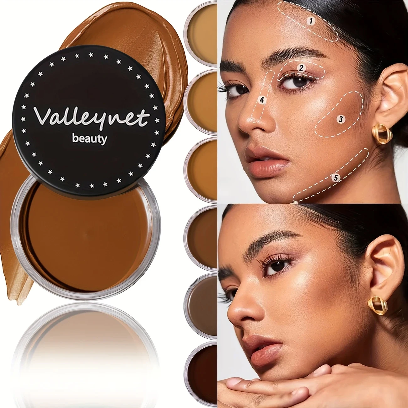 

Valleynet Full Coverage Foundation - Long-Lasting Matte Finish, Non-Greasy & Non-Caking, Light Beige Correcting,