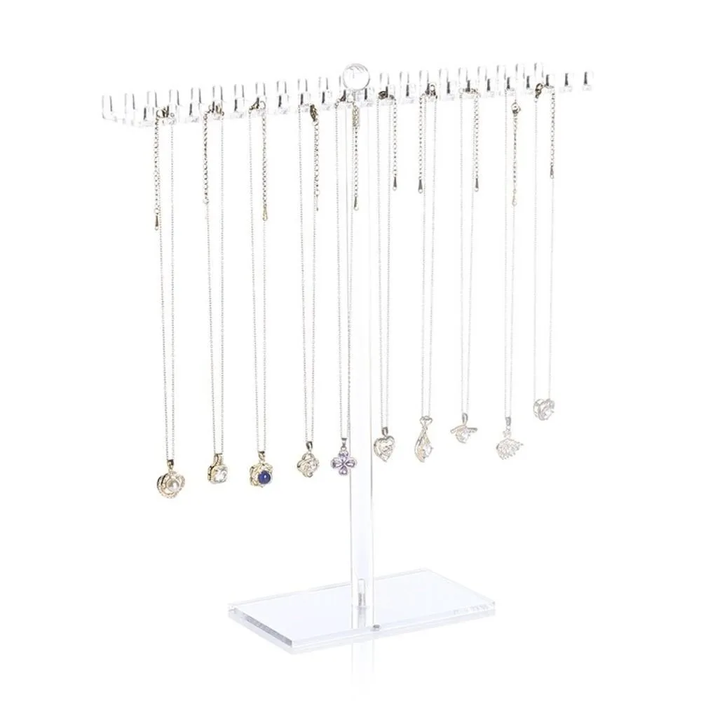 

Acrylic Necklace Holder Transparent With Base Bracelet Organizer Bilateral Hook Jewelry Display Stand Jewelry Display