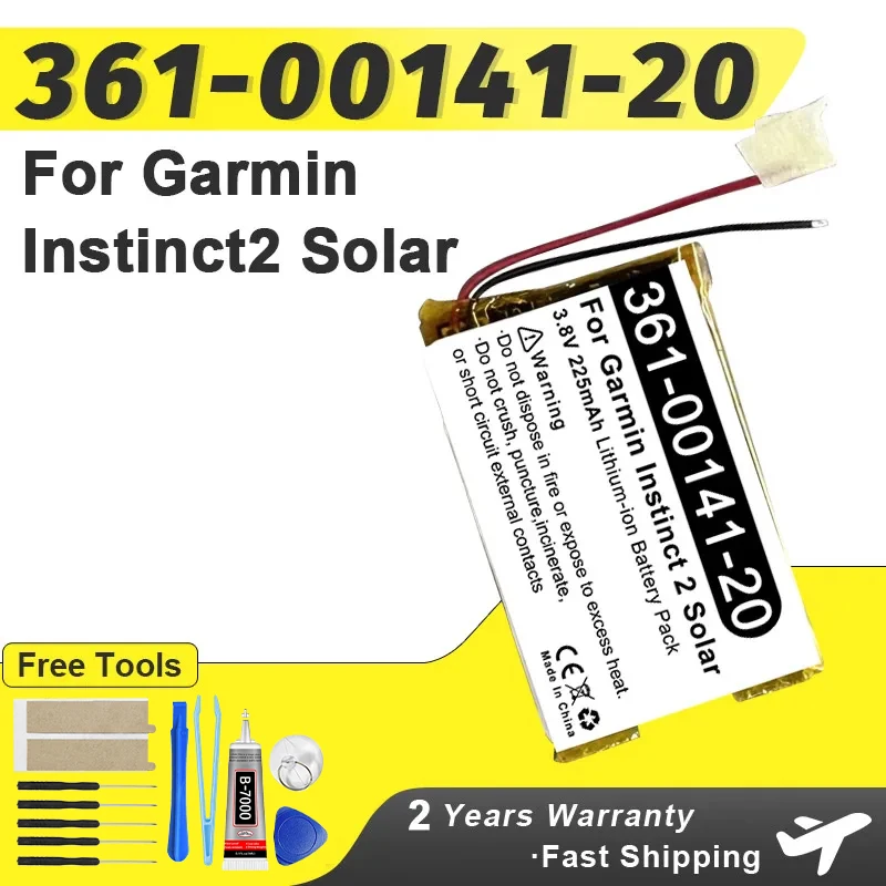 225mAh 361-00141-20 Replacement Battery For Garmin Instinct 2 Solar Watch Batteries + Tools