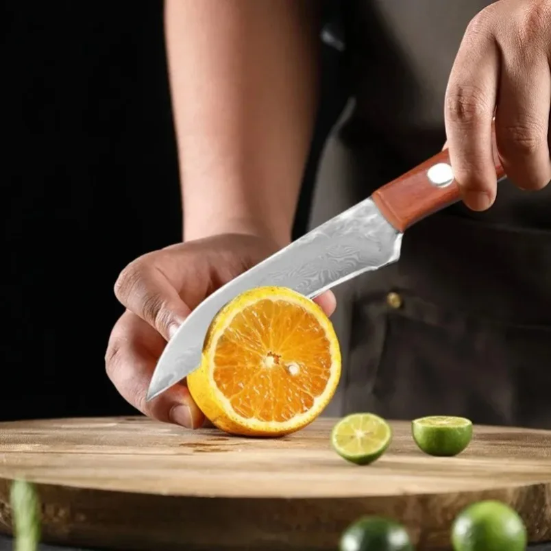 Wood Handle Damascus Steel Knife Damascus Knife Cleaver Meat Vegetables Slicing Fish Fruit Knife Kitchen Knife Chef Boning Tool