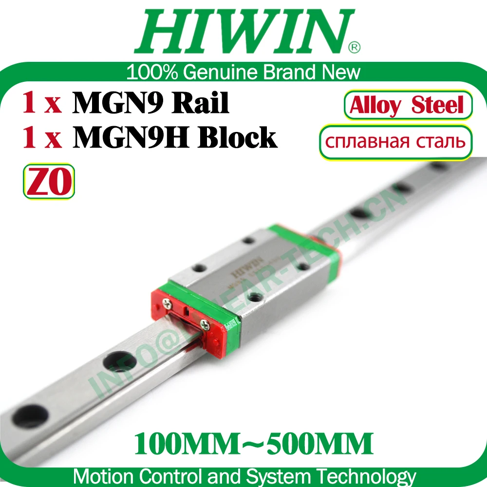 Genuine HIWIN MGN9 Alloy Steel Linear Rail 100 150 200 250 300 350 400 450 500mm MGNR9 Linear Guide MGN9H Block Carriage CNC NEW