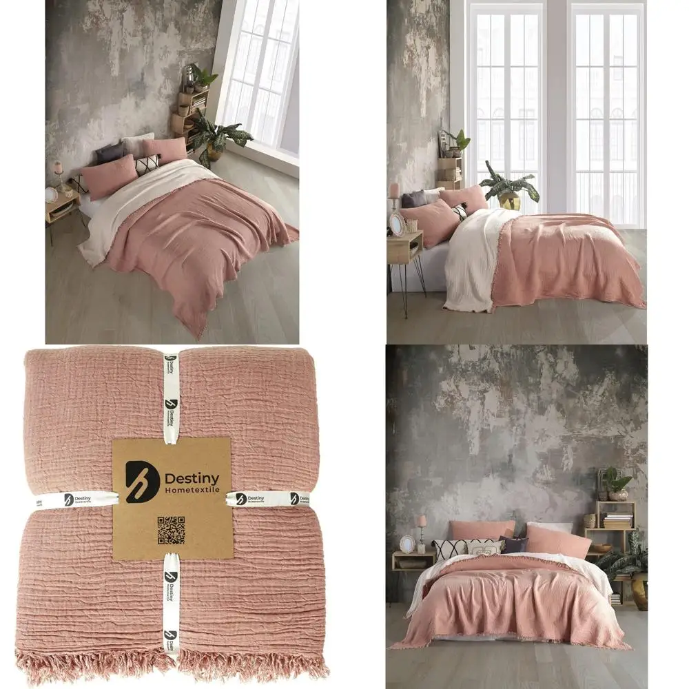 أغطية وسائد من الموسلين مكونة من 4 طبقات من القطن العضوي بنسبة 100% - فائقة النعومة، قابلة للتنفس، خفيفة الوزن، مغسولة مسبقًا لـ Com #1