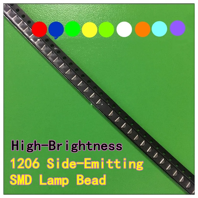 100 قطعة عالية السطوع 0603/0602 0805/0802 1206/1204 الجانب الباعثة للضوء LED مصلحة الارصاد الجوية خرزة مصباح أحمر برتقالي أصفر أخضر وردي أزرق