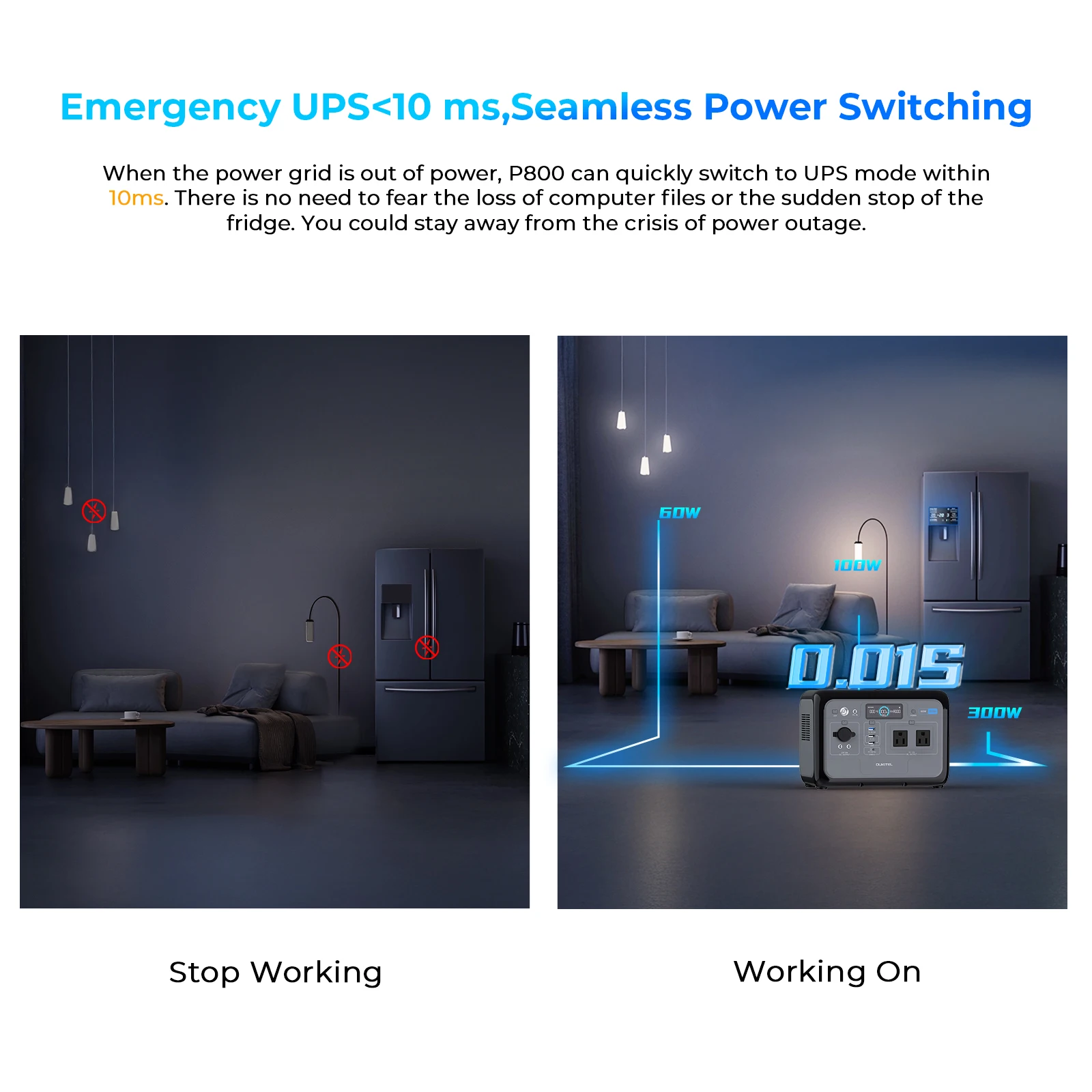 800W LiFePO4 Portable Power Station, 120V/220V Solar Generator Backup Electric for Home RV Camping Outdoor view 6