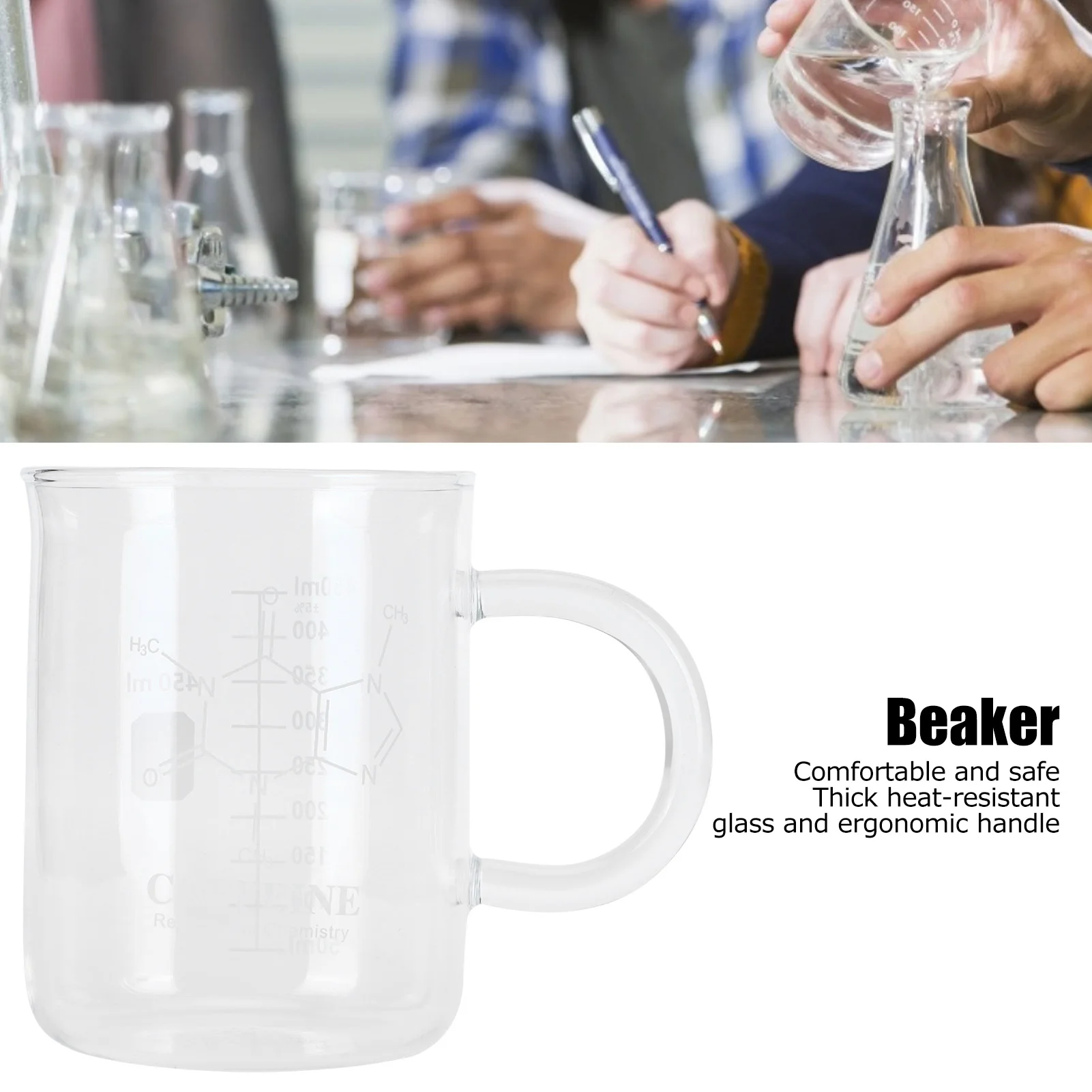 Beaker Beaker Mug Borosilicate Glass Cup with Handle and Measuring Scale for Coffee Tea Borosilicate Glass Cup Chemistry Mug Cup