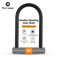 WEST BIKING Anti-Theft Bicycle U Lock Heavy Duty High Security Steel Locks With 2 Keys For Bicycle Electric Scooter Door Safety