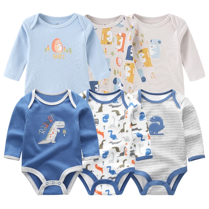 Unisex Print 6 Pieces Newborn Baby Boy Clothes 100% Cotton Baby Girl Clothes Sets Animal Spring 0-12M Long Sleeve Autumn