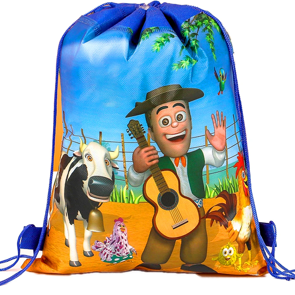 12pcs/lot La Granja Zenon Farm Theme Mochila Non-woven Fabrics Drawstring Birthday Party Kids Boys Favors Gifts Bags Backpack