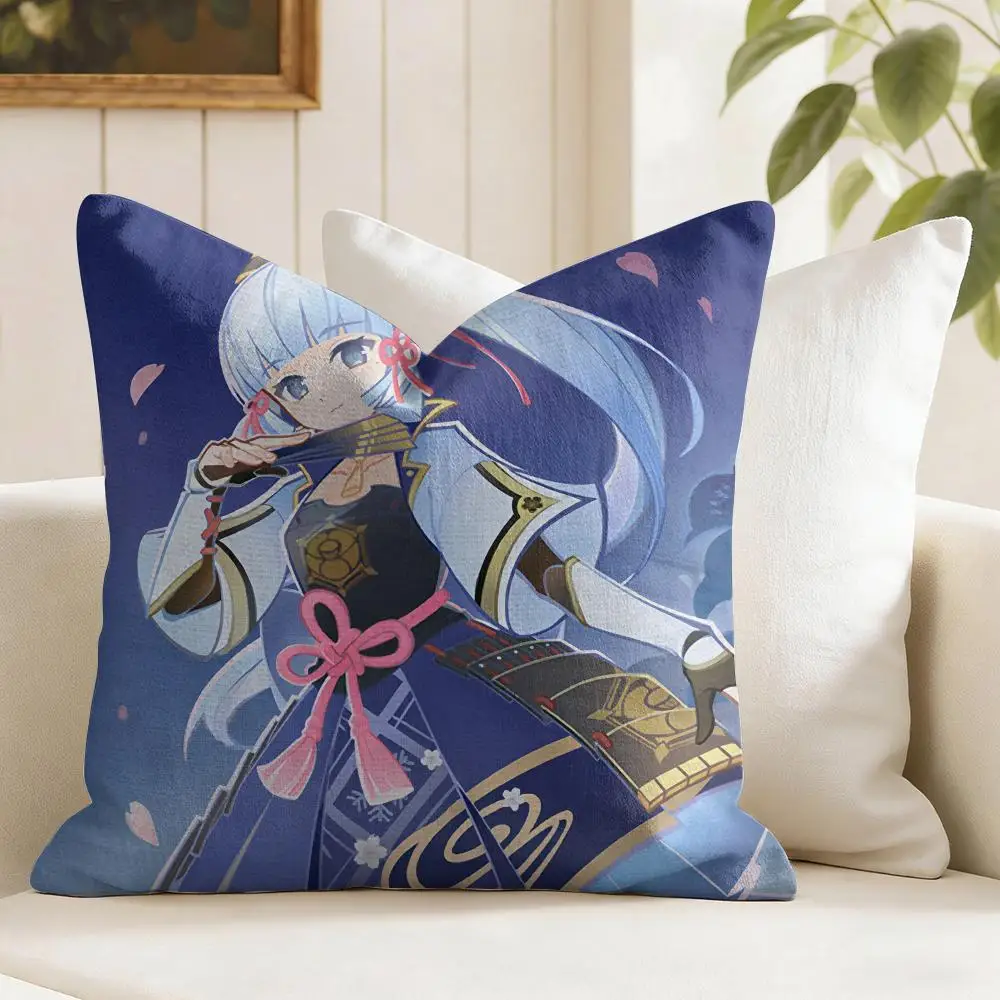 Genshin Impact Cushion Cover Eco Linen Pillow Case Double-Sided Print Breathable Durable Zipper Home Decor Gift