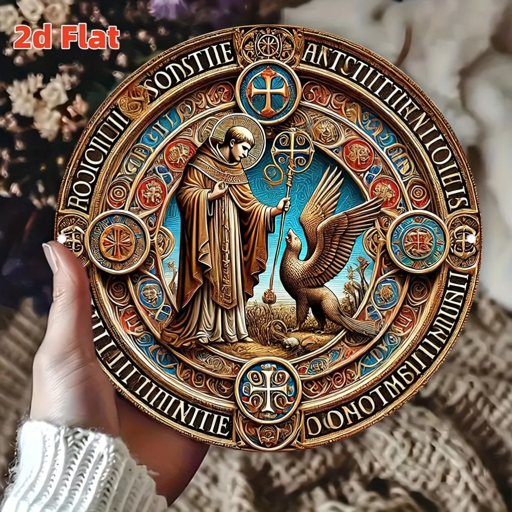 

2D Flat,Vintage Saint Benedict ,Ornate Religious Motifs - Wall-Mounted Decor for Home,Cafe, Bar, Unique Gift Idea, Vintage DecoR