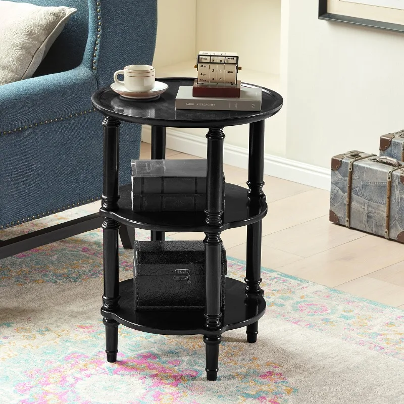 French corner few medieval storage racks solid wood book and newspaper storage round table American layer racks small round tabl