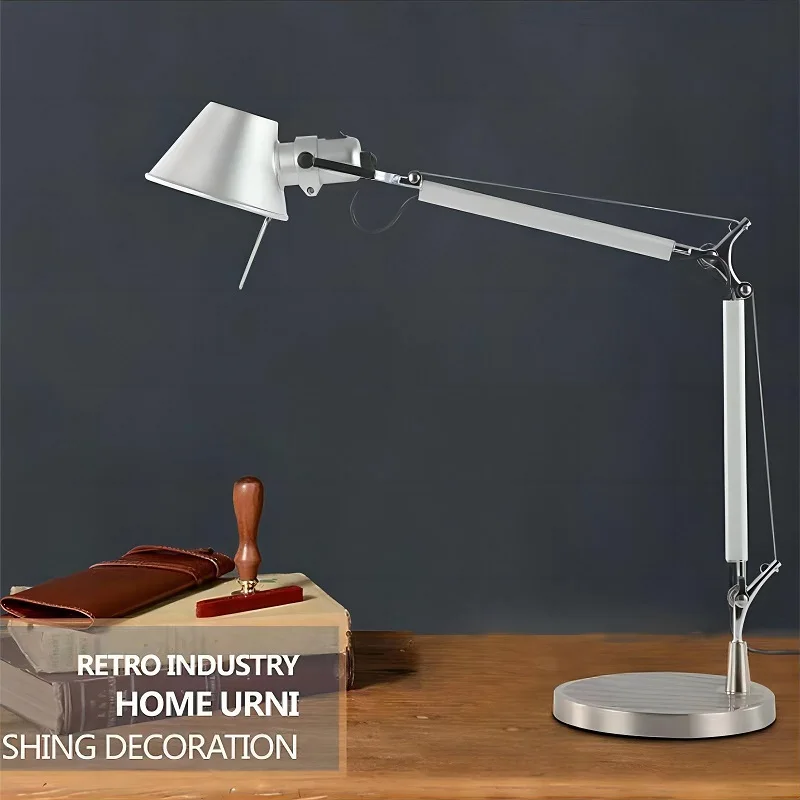 Nordic Personality Creative Folding Table Lamp Office Work Bedside Desk Reading Telescopic Rocker Arm Long Arm Table Light