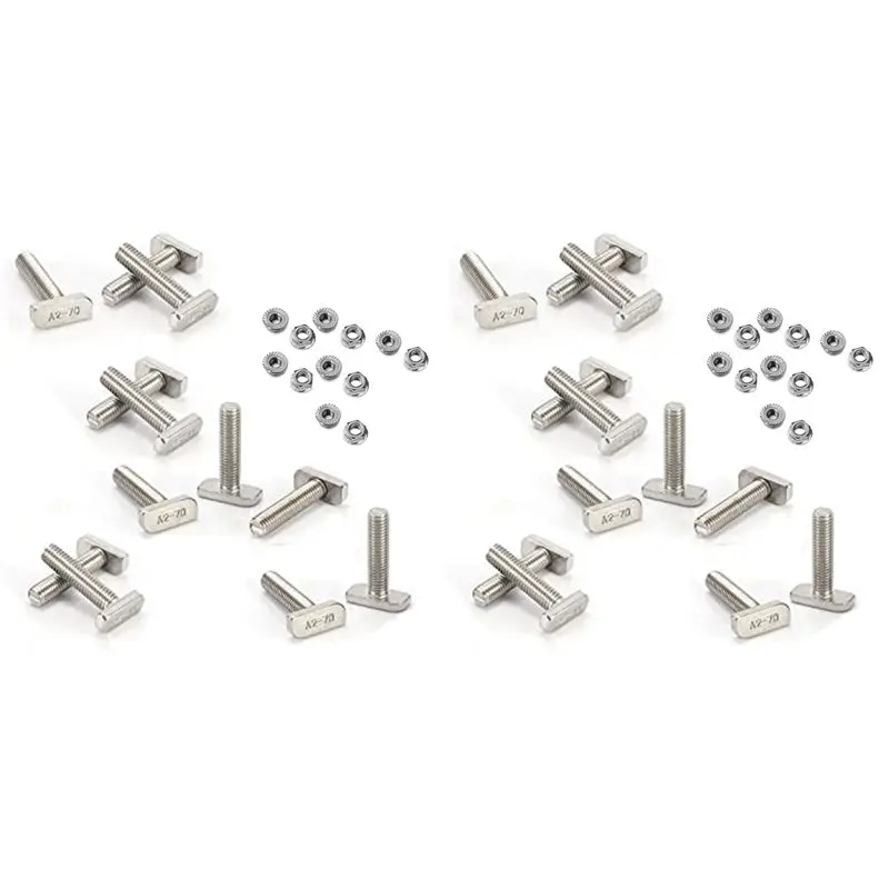 

AT21-24Pcs T Slot Bolt Replacement,M10 X 25 Screws, A2-70 Rail Track Screws Track Nuts With 24 Flange Nut