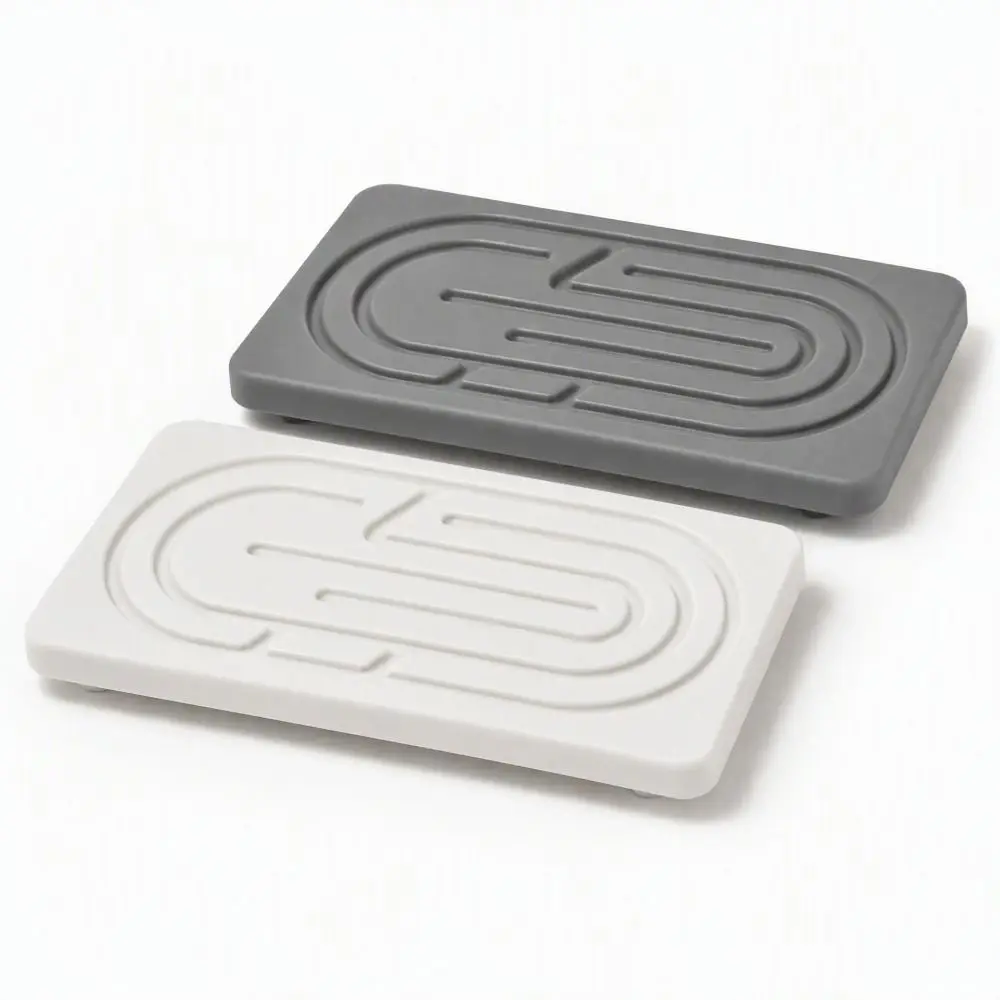 2pcs Absorbent Diatomaceous Earth Tray Set Quick Drying Minimalist Soap Dish Multi-Functional Diatomaceous Earth