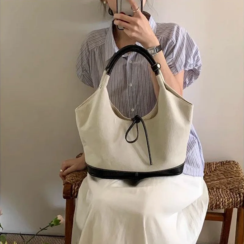 الكورية سعة كبيرة حمل حقيبة المرأة اللحوم تشن ويترم جديد القوس المتخصصة قماش الكتف حقيبة الإبط