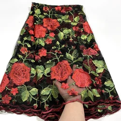 2024 African Lace Fabric High Quality Embroidery Material Nigerian French Lace Fabric 5 Yards for Women Dresses Sewing HJY5556