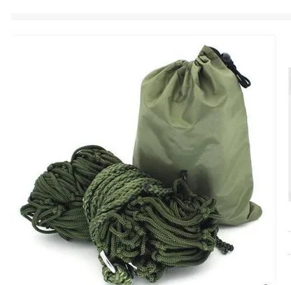 Nylon Rope Mesh Double Hammock com Wood Stick, Interior e Exterior, Linha De Algodão