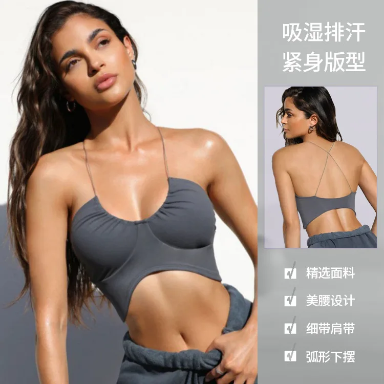 

Women's Sexy Athletic Crop Top - Yoga Wear, Halter Neck Tank, Dance Bandeau sports bra for women gym tam kapsama sütyen